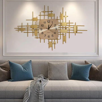 35.4" 3D Gold Fashion Metal Oversized Wall Clock Luxury Home Decor